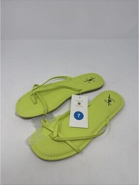 Shade & Shore Womens Neon yellow Thin Strap Thong Sandals Size 7 Flip Flop